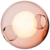 Bocci 28 wall light, pink blown glass, spherical form with interconnected rounded shapes and warm internal illumination.